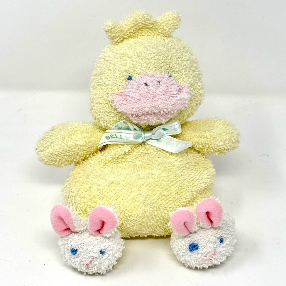 Belly Flops Prestige Plush Terry Cloth Baby Duck Bunny Slippers Desmond Bean Bag